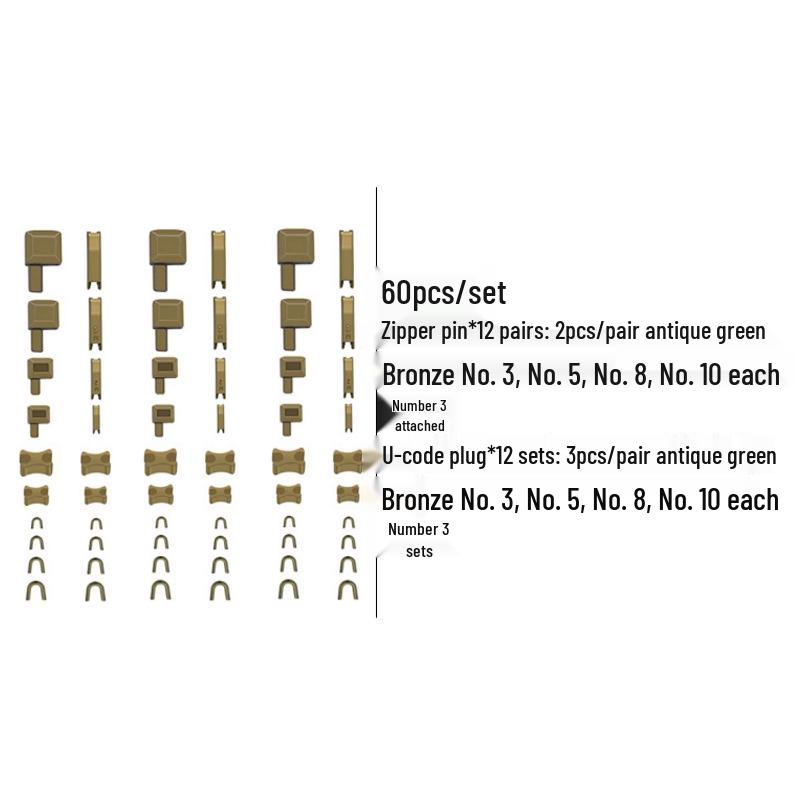 Cross-Border Exclusive Zipper Repair Kit: Square Insert Pin, U Code Upper Stop, I Code.