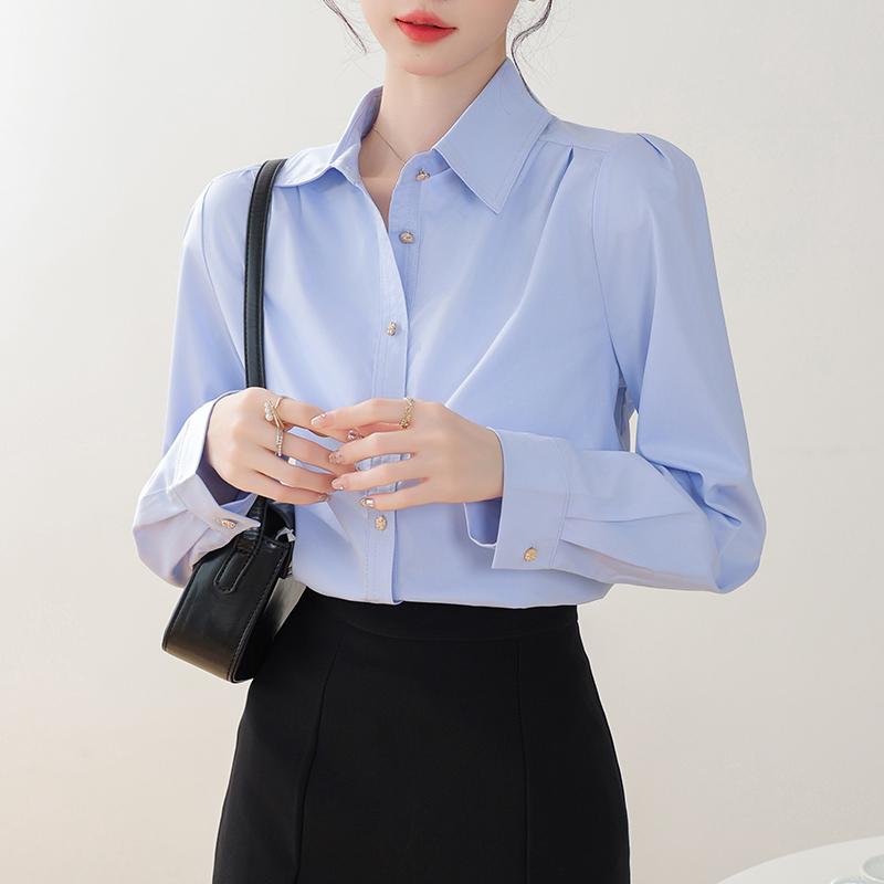 Women Blouses Shirts 2025 Spring Long Sleeve Women Blouse Shirt Office Lady Turn Down Collar White Blouse Shirt Women Tops J918
