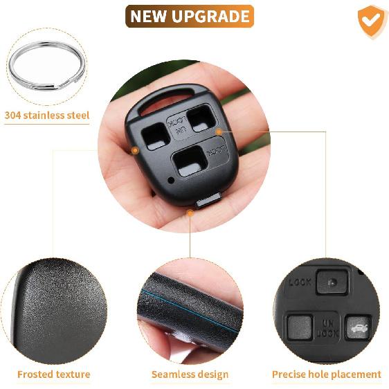 Key Fob Case Shell Replacement for Lexus RX350 RX330 RX300 RX400h ES300 ES330 GS300 GS400 GS430 GX470 IS300 IS330 LS400 LS430 LX470 SC430 1998-2010 3