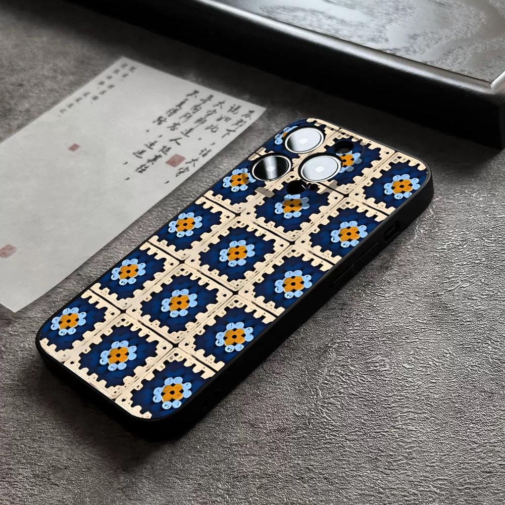 Granny Square Crochet Phone Case For 14 Pro Max For Apple Iphone 16 15 Po Max 12 Mini 11 13 Pro Xr X Xs 8 7 Plus Back Cover
