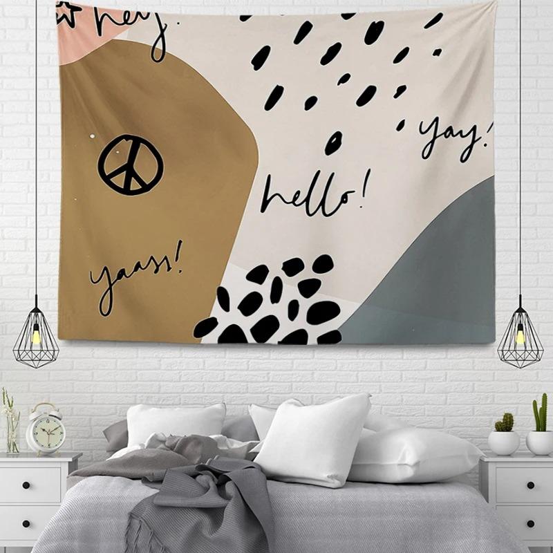 Pink Simple Illustration Decorative Tapestry Home Wall Decoration Office Living Room Tapestry