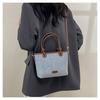 IELGY Denim Bag, Versatile Fashion Textured Messenger Bucket Bag