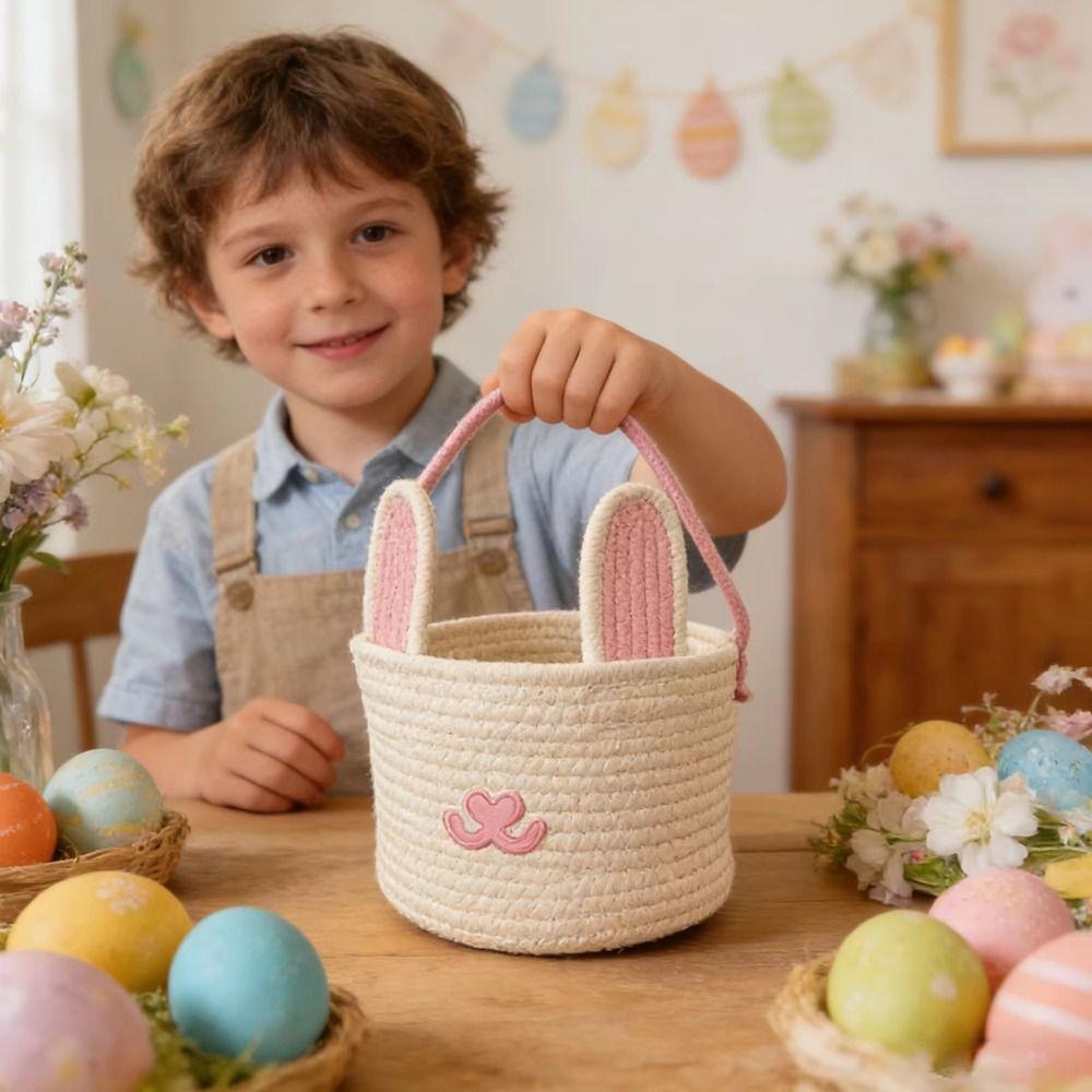 Cotton Rope Easter Egg Basket Cartoon Snacks Candy Storage Basket  Easter Holiday Party