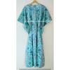 Indyjski Turkusowy Długi Bawełniany Plusowy Maxi Damski Kaftan do Okrycia z Kwiatowym Nadrukiem CKFTN-SCRN-FULL-BUYIT-055