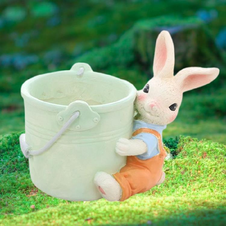 Cartoon Rabbit Plant Pots Decorative Flower Pots Resin Rabbit Planter Succulents