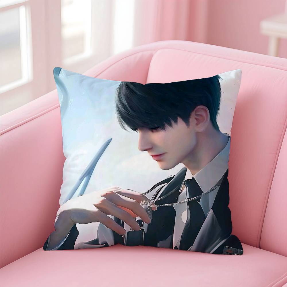 Anime C-Caleb Love And Deepspace Game Pillow Case Anti-dustmite Pillowcase Invisible zipper silky short plush Sofa cushion cover
