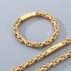 Bracciale Bizantino Personalizzato, Acciaio al Titanio Placcato Sottovuoto Catena Imperatore Fibbia Magnetica Set Collana da Uomo