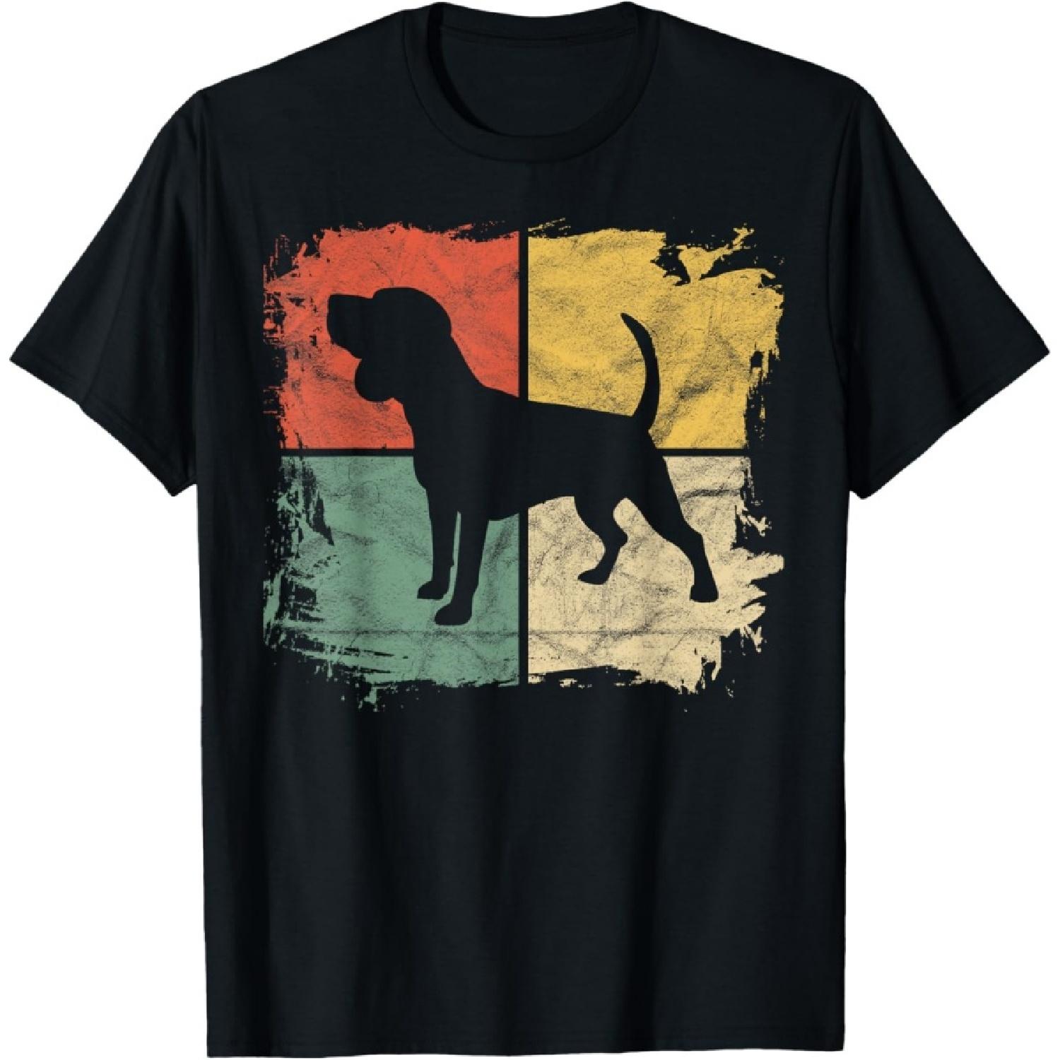 Square Retro Beagle Owner Gift Dog Tricolor Beagle Dad Mom T-Shirt S