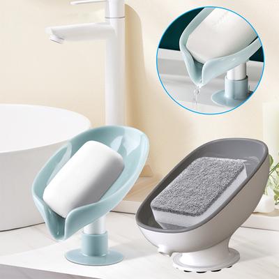 Leaf Shape Soap Box Drain Soap Holder Bathroom Accessories Suction Cup Soap Dish Tray Soap Dish For Bathroom Soap Container