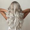 New Natural Style Domestic Brand Brown Gradient Platinum Bangs Middle Part Wavy Long Curly Wig 26inch