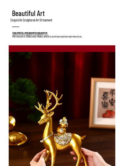 Fortune Deer Wealth-Attracting Ornament for Living Room and Cabinet – Perfect Housewarming or Opening Gift