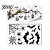 Thickened PVC Halloween Graphics 2 Sheets Window Stickers Bat Spider Web Static Cling Decals Dark Style Haunted House Decor Ghost Pumpkin Waterproof