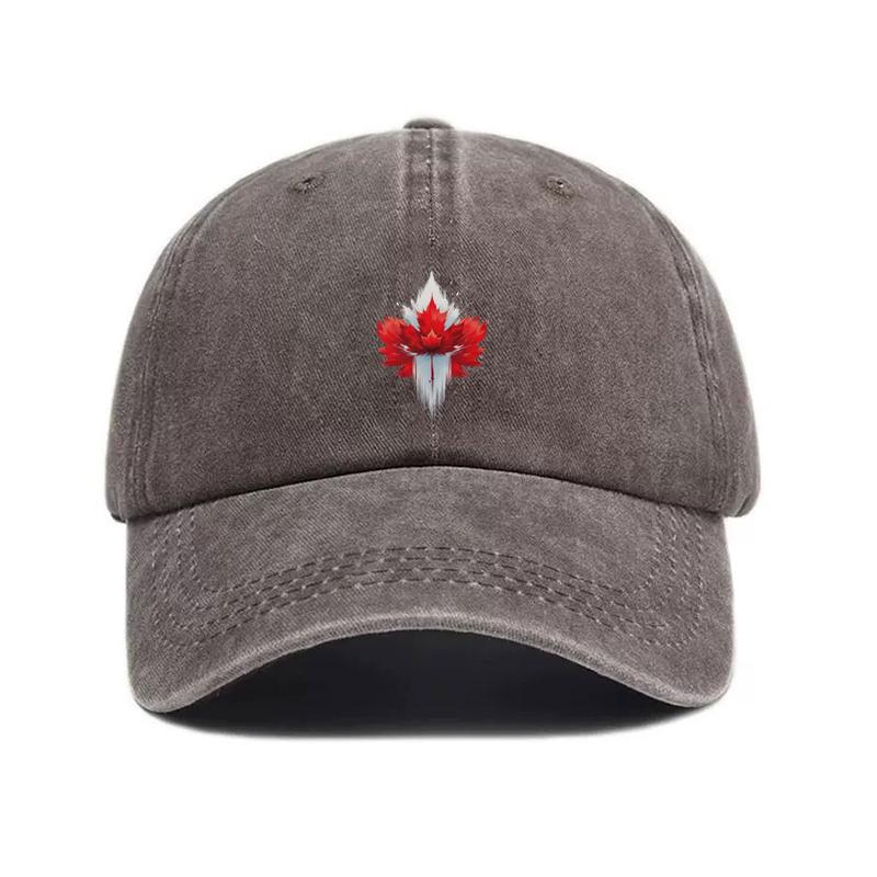 Customize Vintage Washed Cotton Baseball Cap Men Red Maple Leaf Sun Hat Outdoor Street Style Urban Streetwear Dad Cap Adjustable Camping Hiking Hat