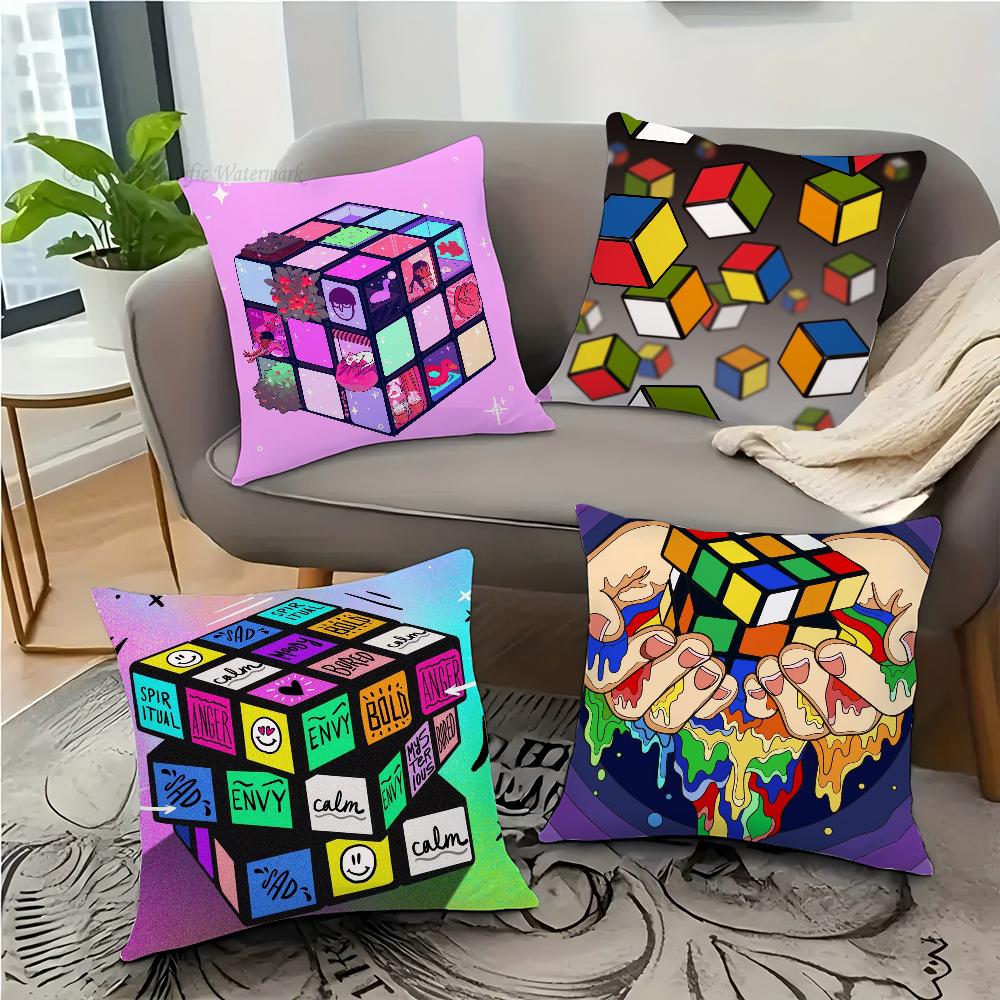 Rubiks Cube Pillow Case Square Pillow Bedroom Sofa Leisure Comfort Cushion Car Living Room Home Decoration 40X40