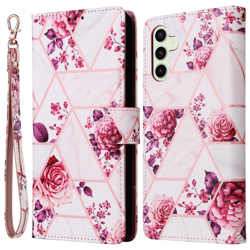 For Samsung Galaxy S24 FE Case Lacquered Marble Pattern Leather Phone Cover