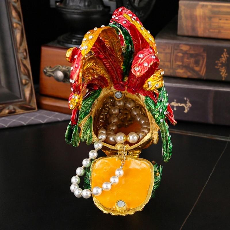 Exquisite Handcrafted Rooster Jewelry Display Case Holder Box Featuring Aluminum Construction And Ample Space