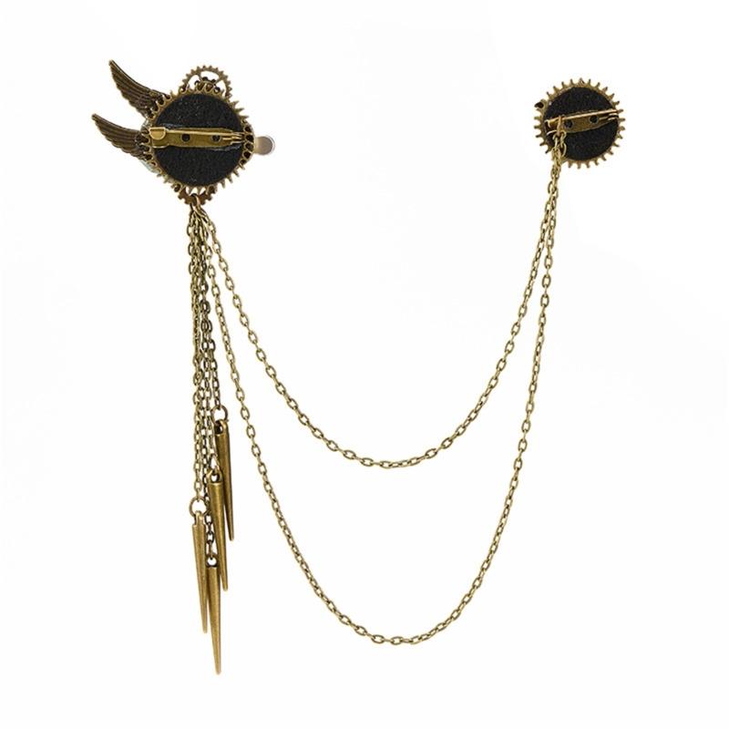 Adjustable Alloy Chain Brooch Pin with Vintage Decoration and Tassels for Cosplay Outfits Cosplay Chain Brooch Accessory