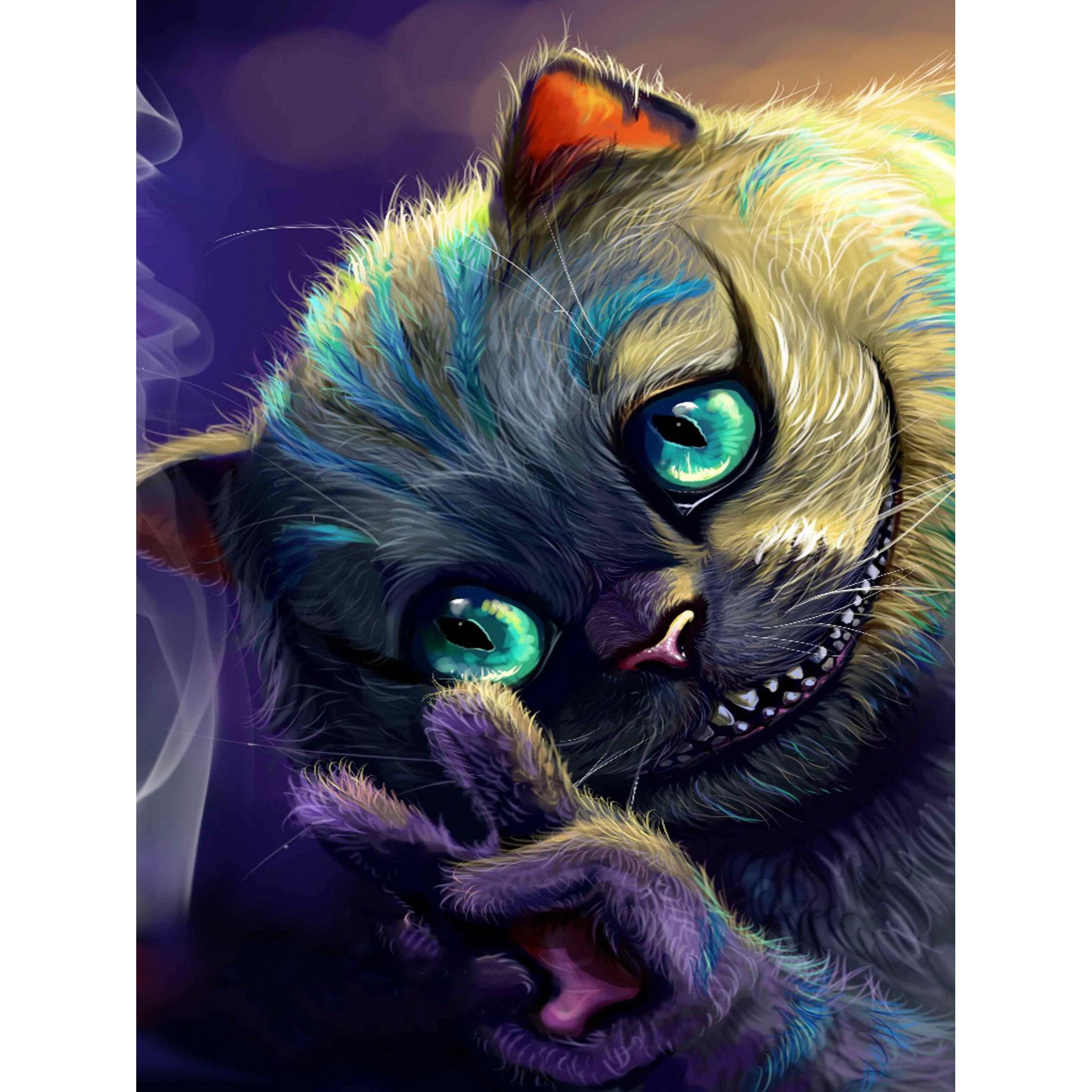 

5D DIY Алмазная Живопись Чеширский Кот Фэнтези 5D Мозаика Мультяшная Вышивка Крестом Домашний Декор Полная Круглая Round 40x50cm