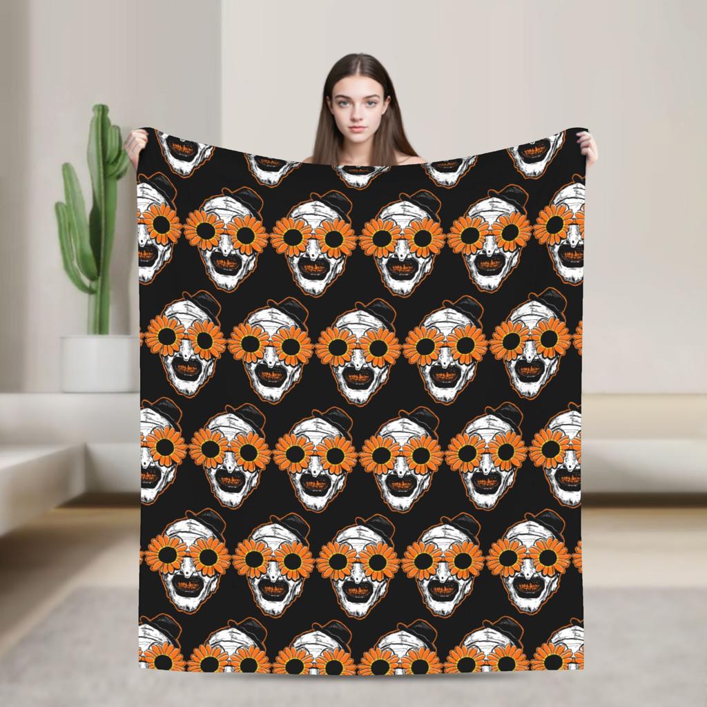 Terrifier 3 Merry Christmas Blanket Fleece Print Clown Movie Horror  Multifunction Soft Throw Blanket for Sofa Office Bedspread