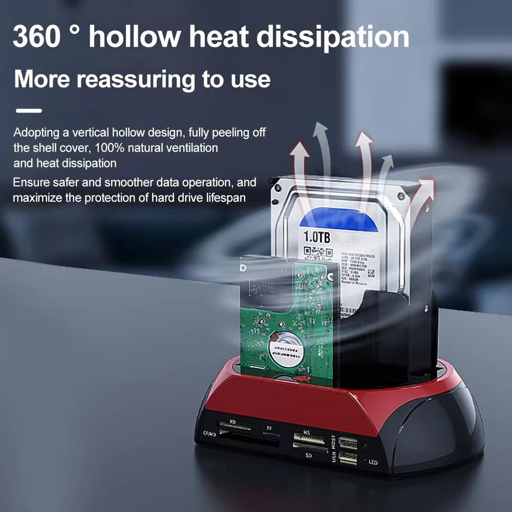 10 IN 1 IDE SATA USB3.0 Dual Bay External Hard Disk Drive 2.5 Inch 3.5 Inch HDD Docking Station One Touch Backup HUB Card Reader