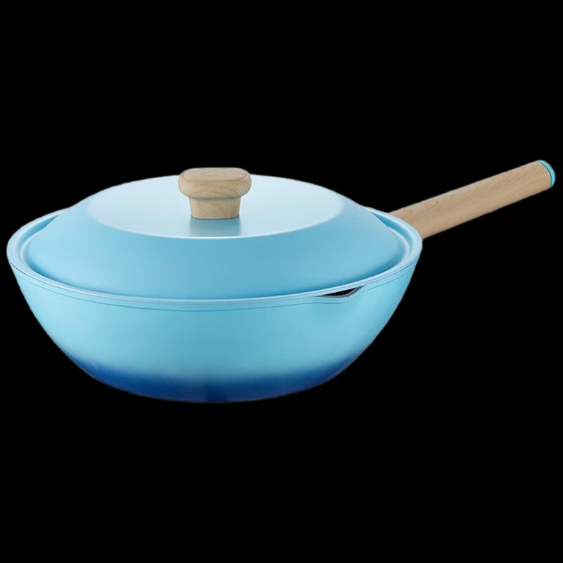 

Chui Da Huang Green Bird 30cm Flat Bottom Non-Stick Wok