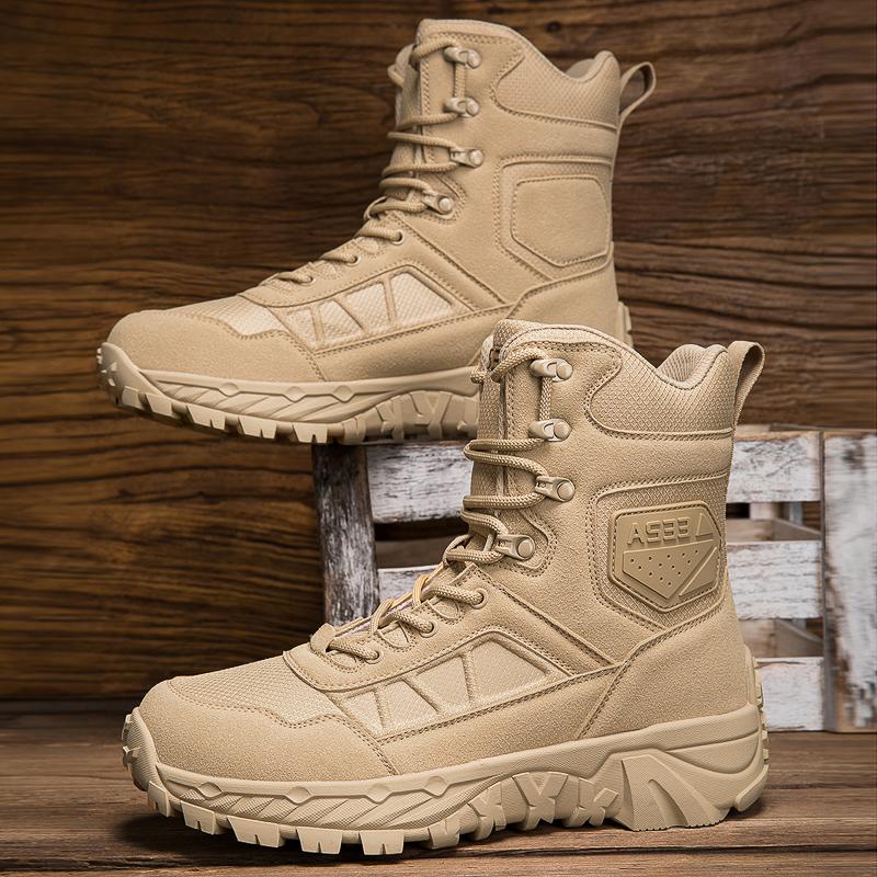 Men's Climbing Shoes Tactical Boots Waterproof Military High Quality Motorcycle Hunting Hiking Shoes Breathable Boots