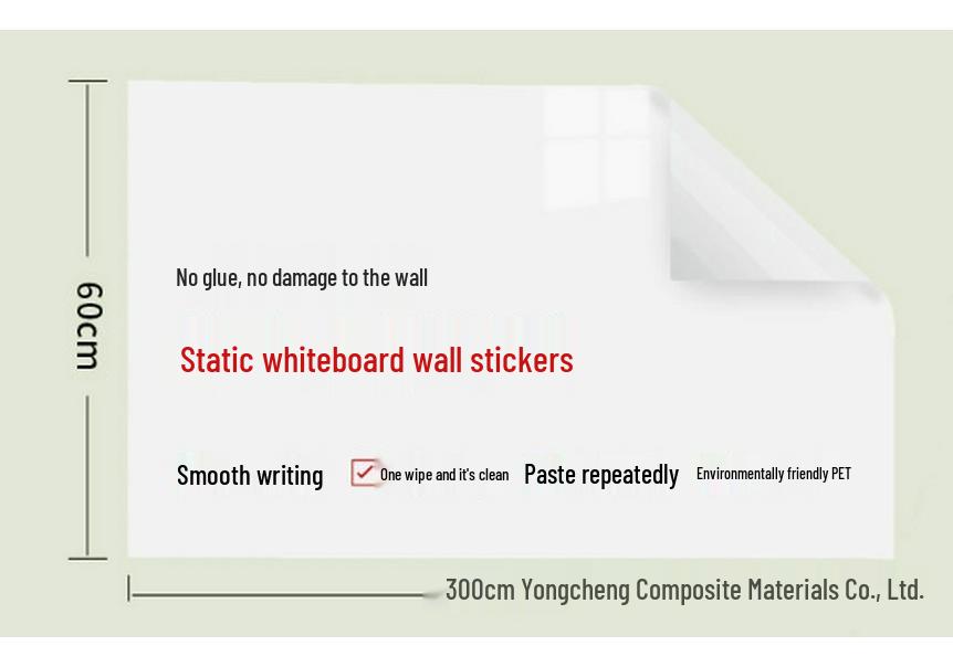 Removable Static Whiteboard Sticker: No Wall Damage, Easy Graffiti/Writing/Wiping, Anti-Stain for Kids' Rooms