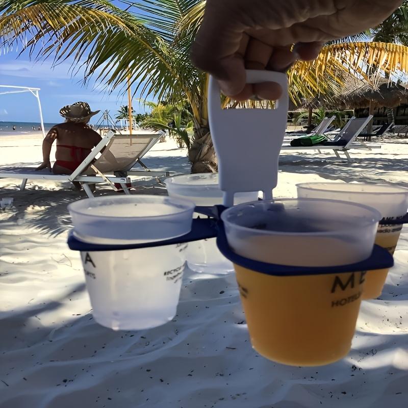 Portavasos Plegable Portátil para 4 Vasos con Asa - Bandeja de Bebidas de Plástico Duradero Reutilizable de Bolsillo