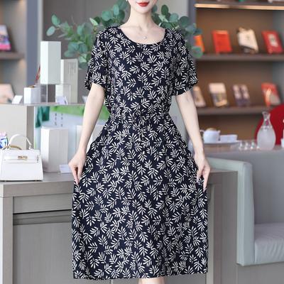 Letnie Eleganckie Sukienki Damskie Plus Size Luźna Sukienka Długa z Krótkim Rękawem Damska Odzież Vintage