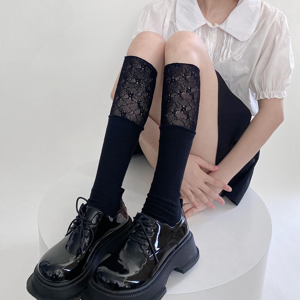 Korean Ballet-Style Floral Ruffle Lace Calf Socks