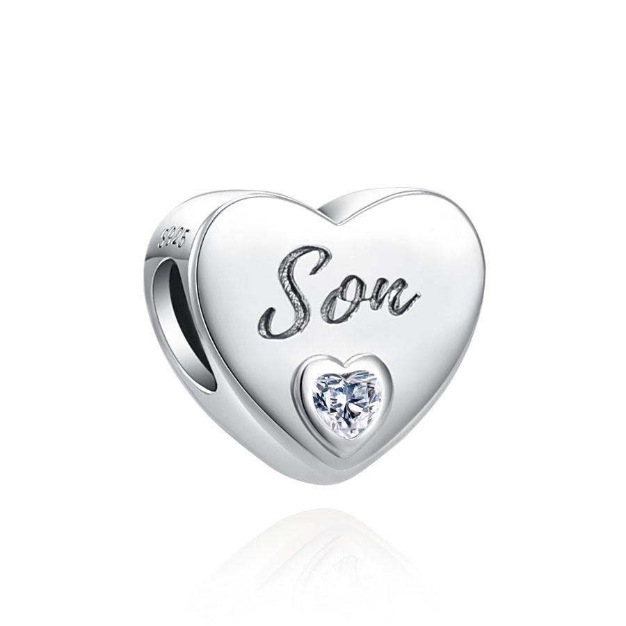 European Heart Shape Uncle Husband Diy Fine Beads Fit Original Charms Silver 925 Bracelet Jewelry Women Acessories