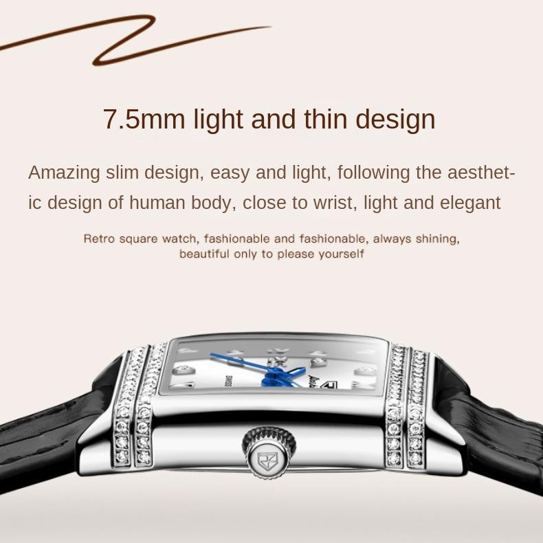 Hodinky značky JINSHIDUN Lehké Luxusní Jednoduché Diamantové vsazené Vodotěsné Luminous Quartz Hodinky Dámské hodinky Dámské hodinky