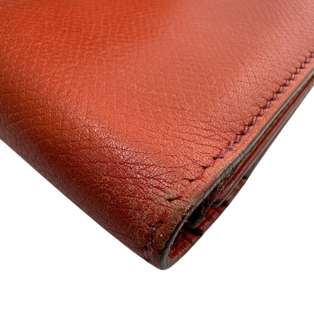 HERMES Long Wallet Tri-fold Epsom Bearn Dupri Purse Orange Epsom Women Used