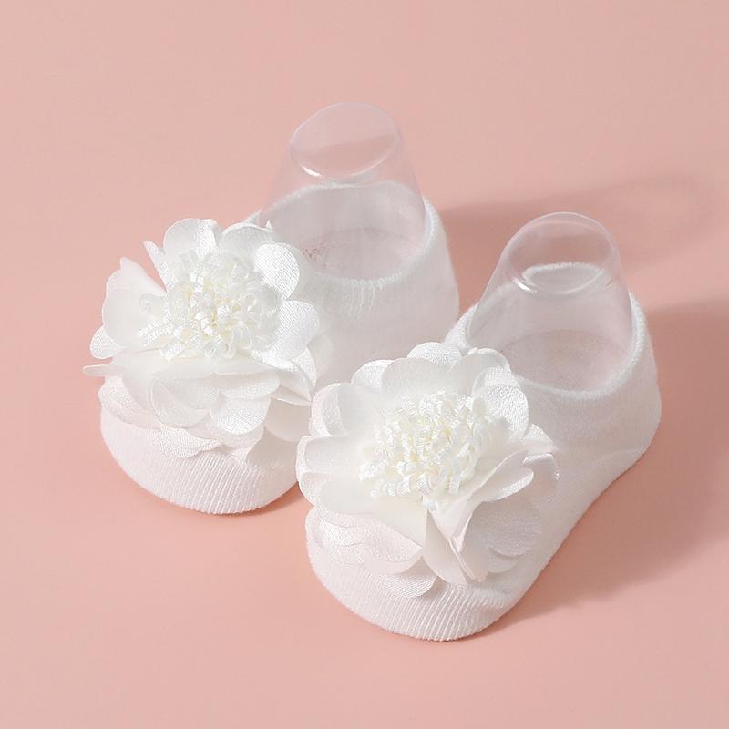 

Детские носки для девочек 0-3 лет, принцесса, с цветочной отделкой, носки для ходьбы S белый