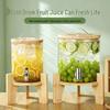ZISIZ Heat-Resistant Glass Beverage Dispenser with Stainless Steel Spigot and Bamboo Stand