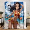 Beach Vibes Anime Girl Illustration Print Blanket Soft and Cozy Perfect for the Living Room Bed Sofa or a Nap,gift