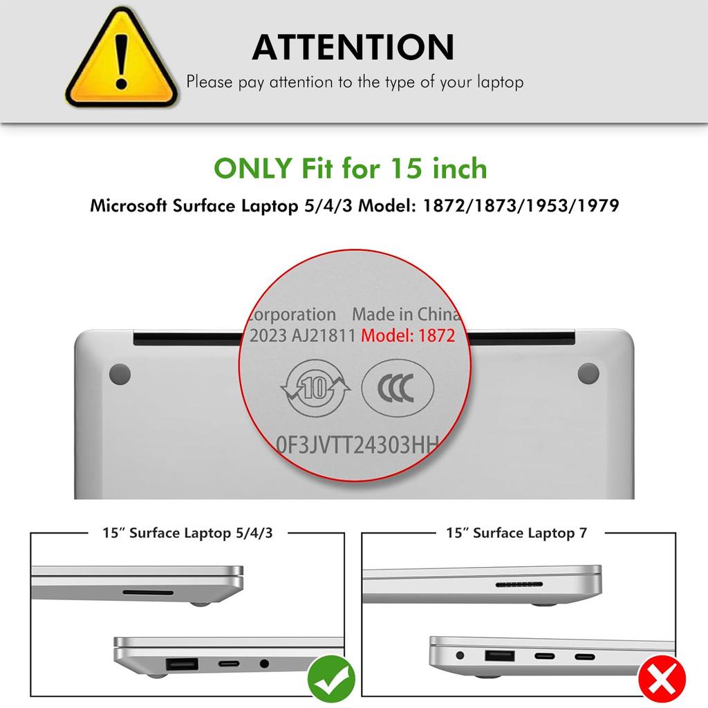 ENKAY HAT PRINCE For Microsoft Surface Laptop 5/4/3 (1872/1873/1953/1979) Matte Laptop Case Hard PC Anti-fingerprint Shockproof Cover