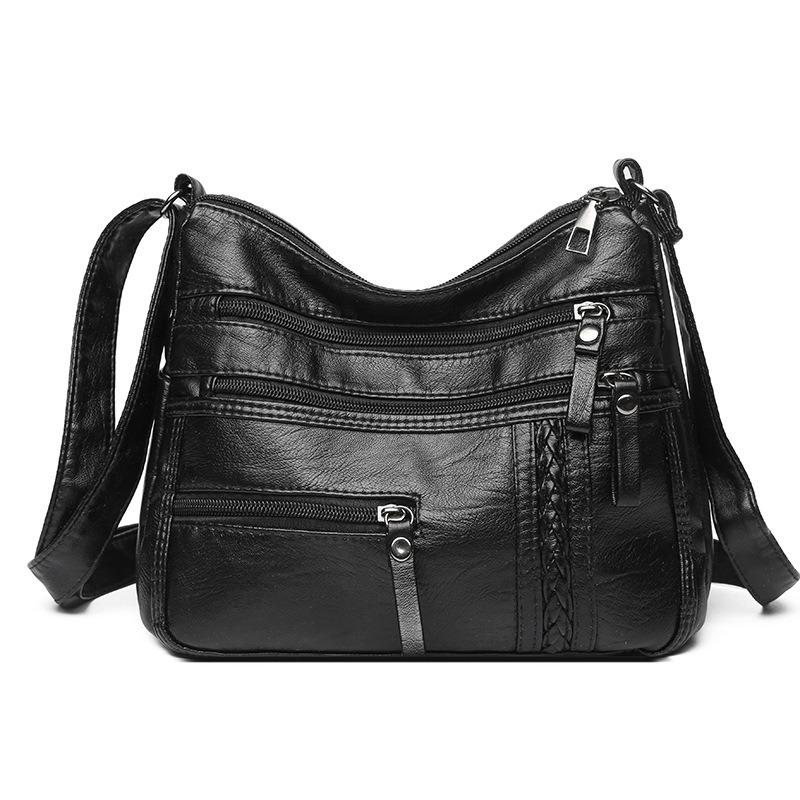 PU Zipper Casual Single Shoulder Diagonal Cross Bag