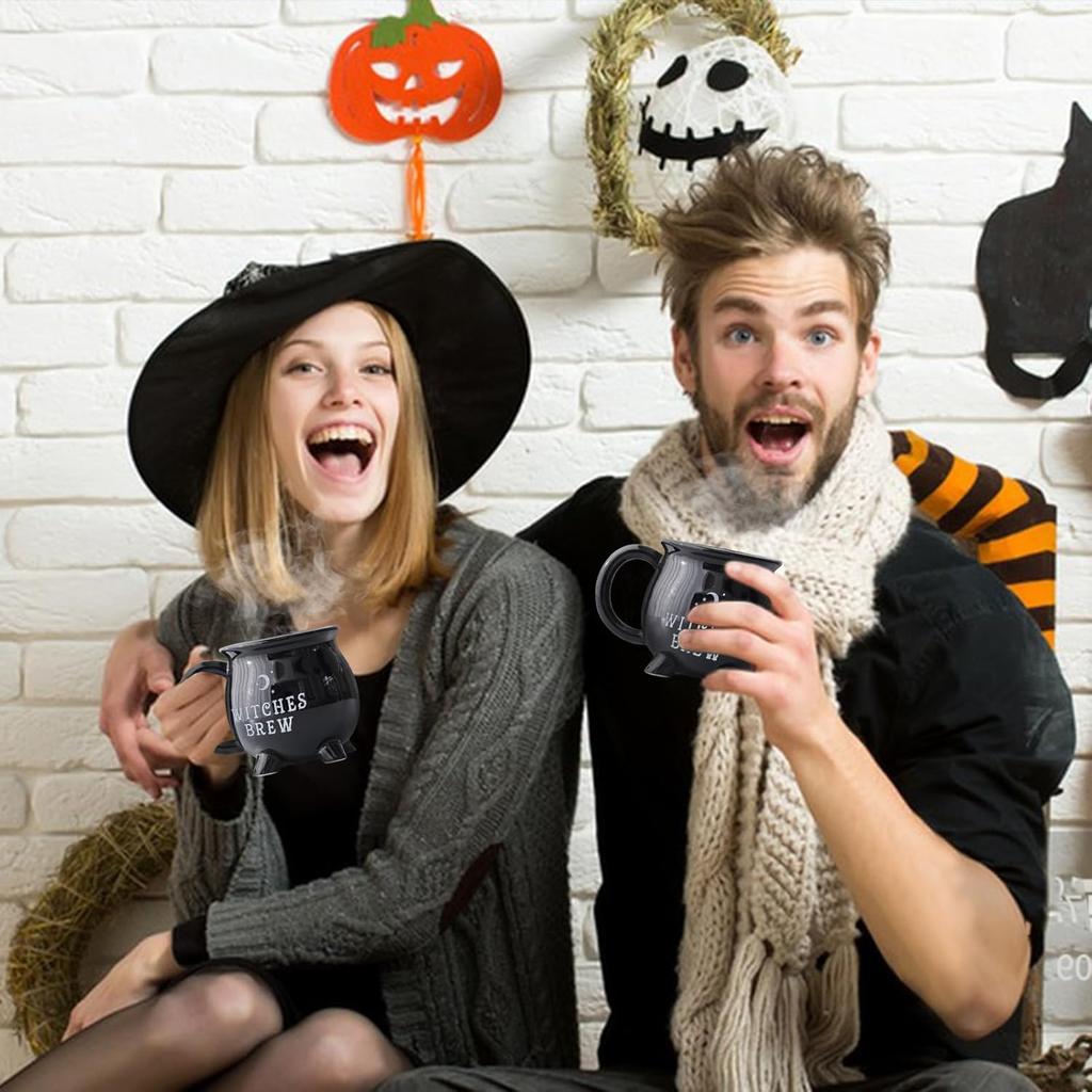 Hexenkessel Kaffeetasse, 300ml/10oz Keramik-Kaffeetassen, Niedliche Halloween-Wasserbecher, Sommer-Winter-Trinkgeschirr, Geburtstags-Halloween-Geschenke