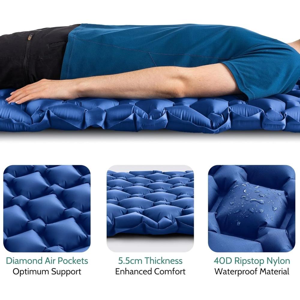 Outdoor Sleeping Pad Camping Inflatable Mattress Ultralight Air Cushion Travel Mat Folding Bed No Headrest For Travel Hiking