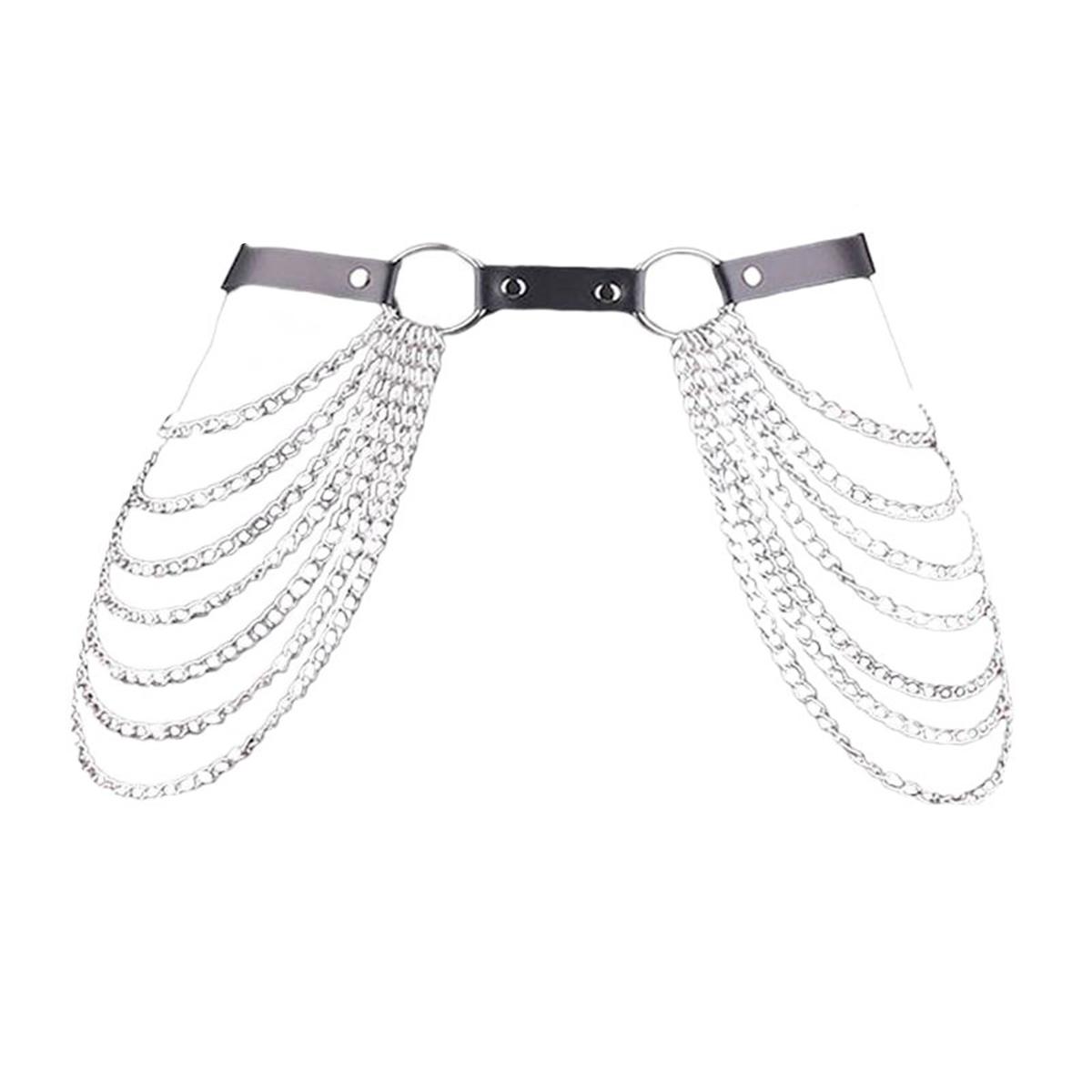 

Punk Leather Body Chain, Black Multi-Layer Chain Waist Chain, Nightclub Body Accessories, Women S Jewelry, Festival Wear