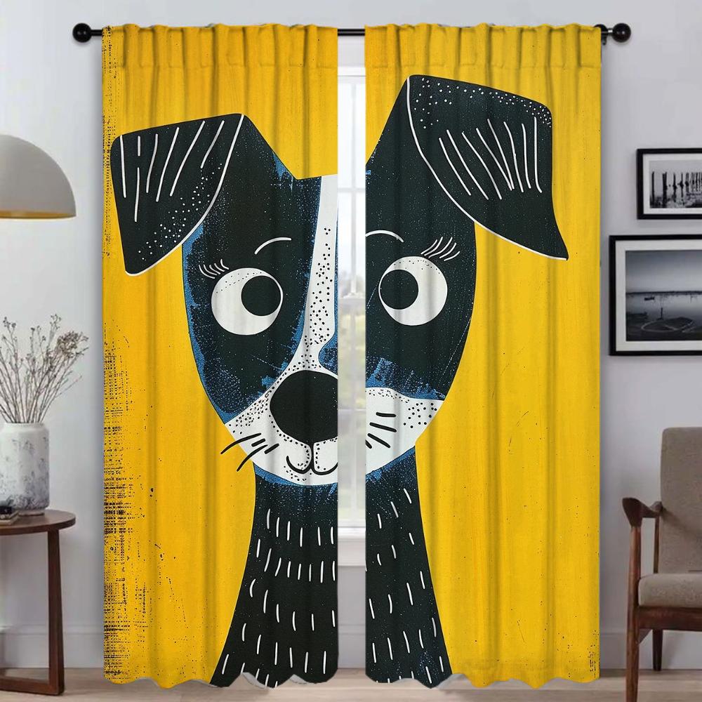 Portrait of a Dog Modern Living Room Curtains for Camera Partition Tulle for Bedroom Halloween Decoration Home Interior Curtains