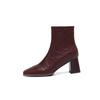 Krazing Pot Sheepskin Autumn Winter Shoes Thick High Heels Big Size 43 Modern Boots Square Toe Keep Warm Zip Pleated Design Ankle Boots