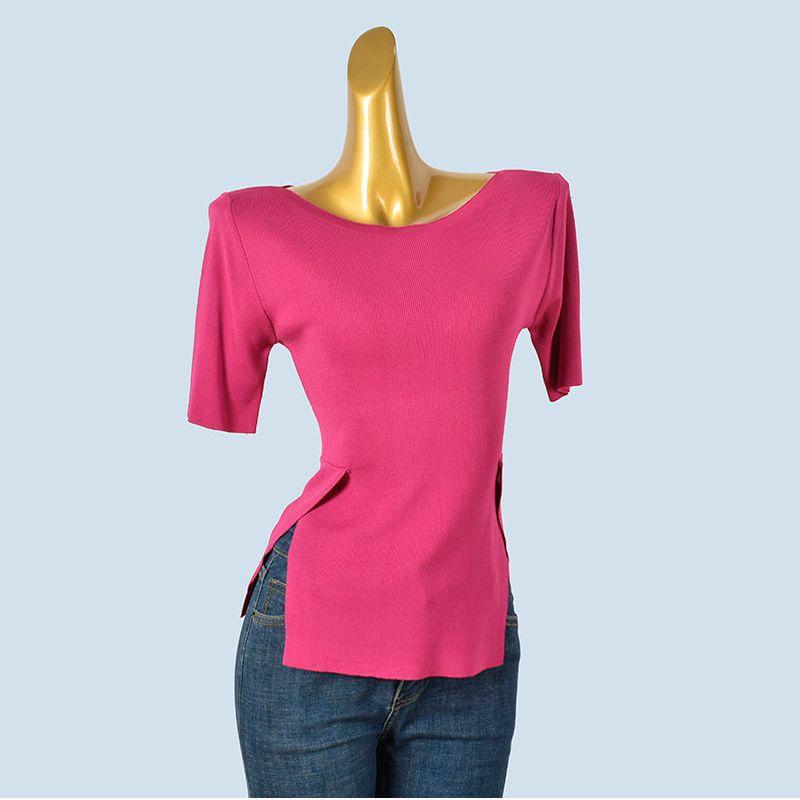 Off-Neck Half Sleeve Top High-Grade Knitted Short Sleeve T-shirt Women's Spring Summer French Style Sexy Chic Base Sweater