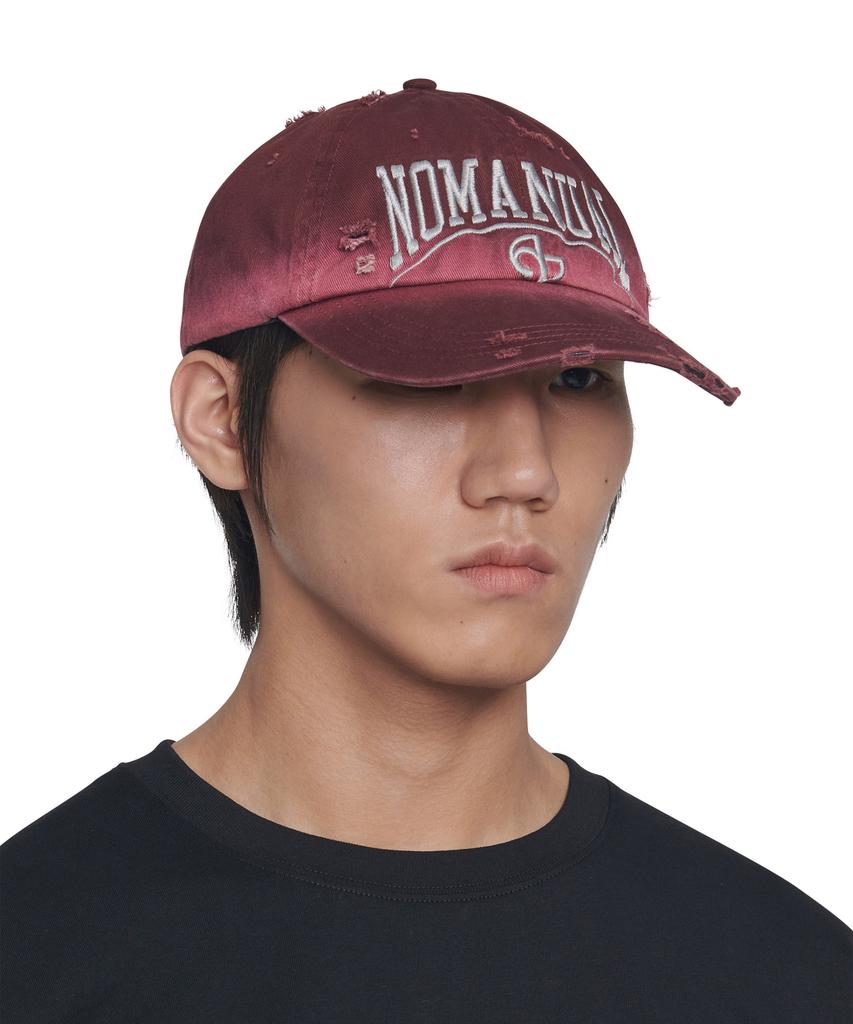 Nomaenyueol Destroyed Ball Cap - Washed Burgundy