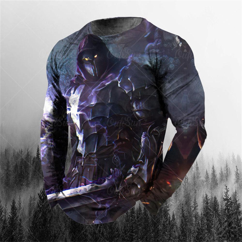 Vintage Genie Ghost 3D Print Sommar T-shirt med rund hals för män Casual långärmad T-shirt Oversize tröja Mode Herrkläder