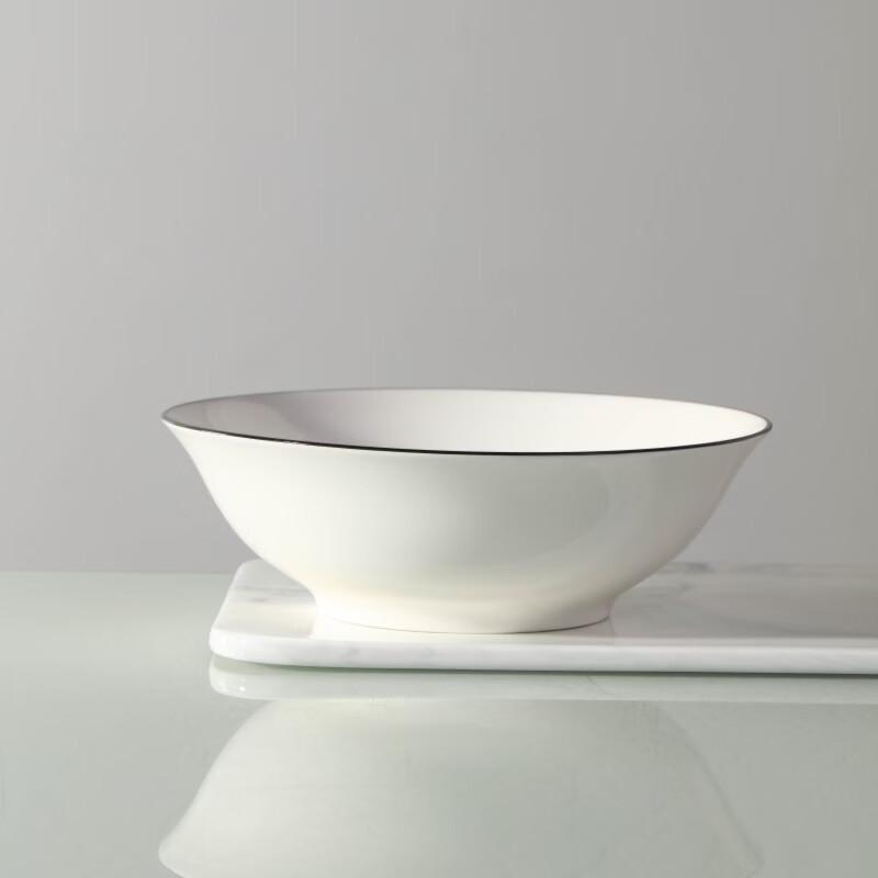 Jingdezhen Simple Underglaze Ceramic Soup Bowl - 8-Inch, Black Line