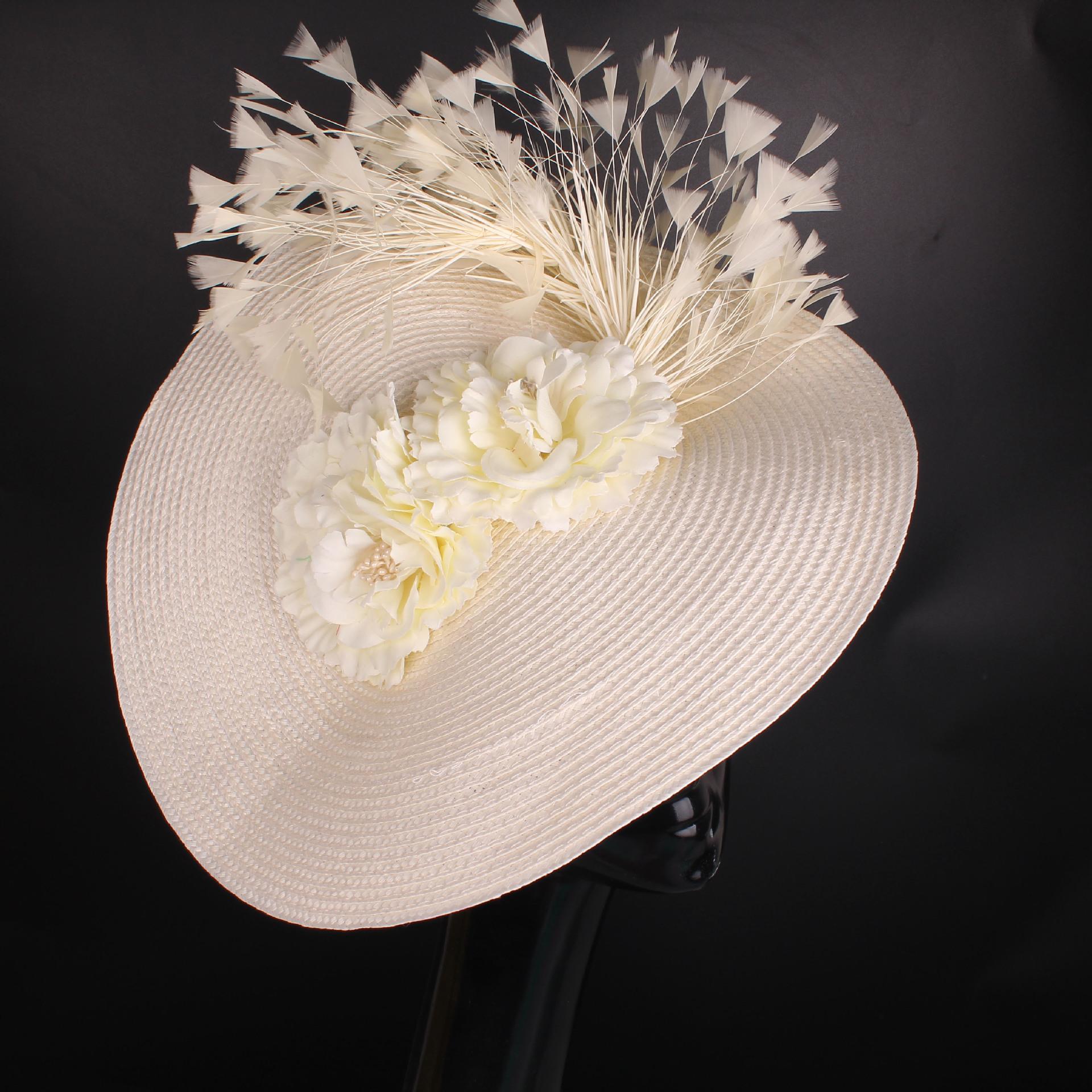 

Yellow Flowers European And American Style Imitation Straw Weaving Celebrity Temperament Horse Racing Festival Hat Fabric Headband