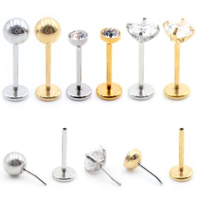 Alisouy 1PC Senza Filettatura Acciaio Inossidabile Zircone Anodizzato Labret Anello Piercing Labbro Orecchio Trago Cartilagine Orecchini Gioielli Piercing Corpo