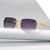 Frameless Rectangular Glasses for Men Women Gold Metal Border Leopard Head Buckle Luxury Fashion Eyewear